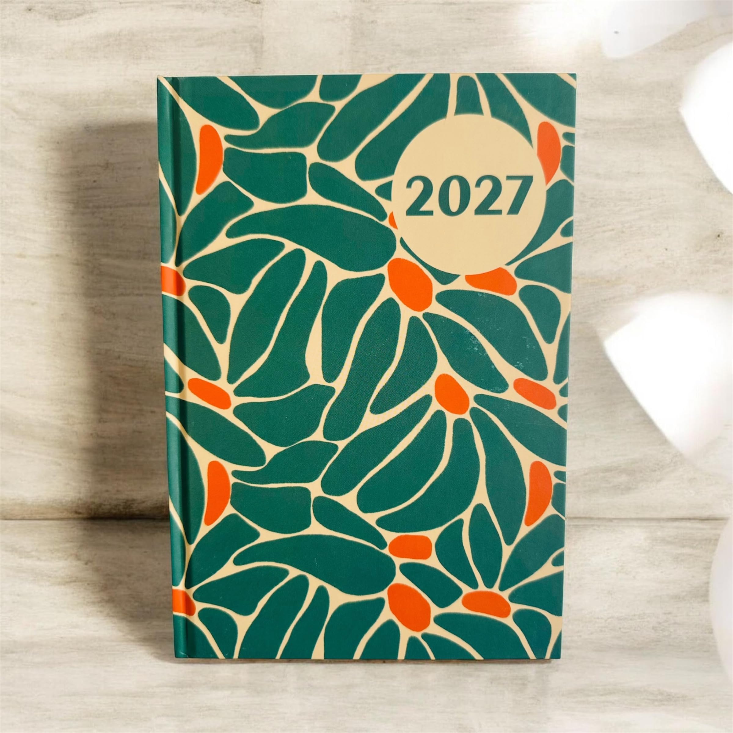 2027 A5 Week to View Diary, Assorted Floral Designs, Hardback Cover, Ribbon Marker, Full Year Planner, Organiser for Business, Office, Home, Travel (Green Floral) — image 1