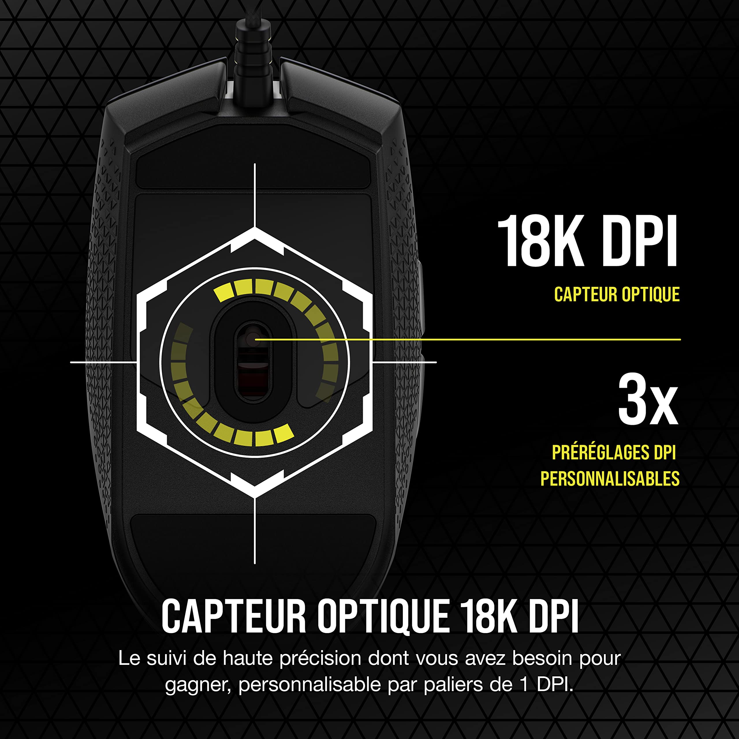 Corsair KATAR Pro XT Souris Gaming Ultralégère – 18 000 DPI – Noir | Forme Symétrique, Adaptée à Tous Les Styles de Prise en Main, Corsair QUICKSTRIKE Boutons Ressort
