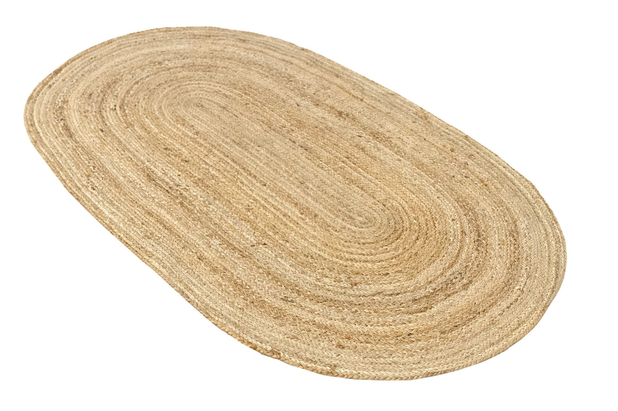 HAMID - Jute-Teppich Alhambra Oval Natural Color, 100% handgemachter Jutefaser-Teppich, für Wohnzimmer, Schlafzimmer, Dekoration, (70x140cm)