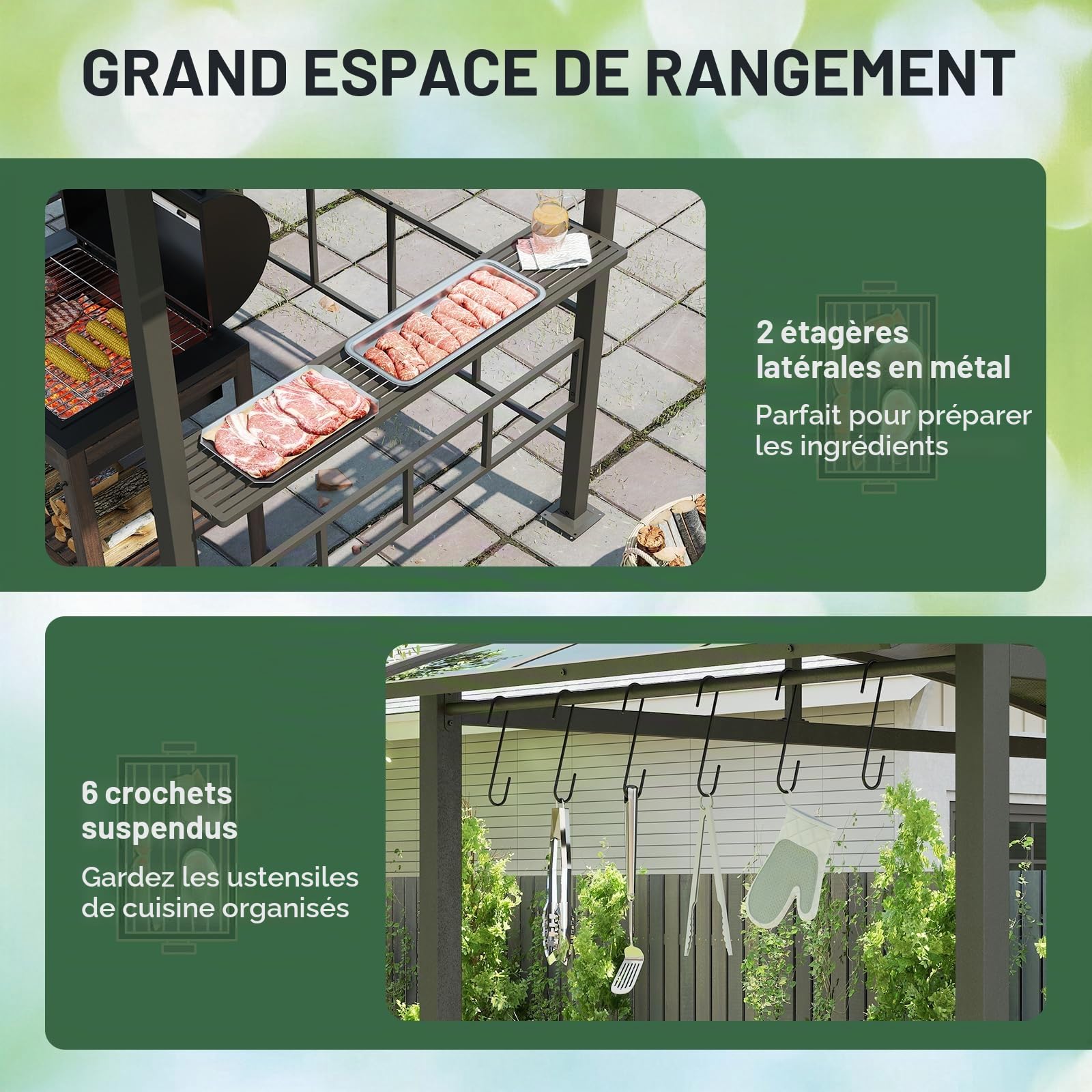 RELAX4LIFE Abri Barbecue Exterieur | Tonnelle Barbecue Exterieur