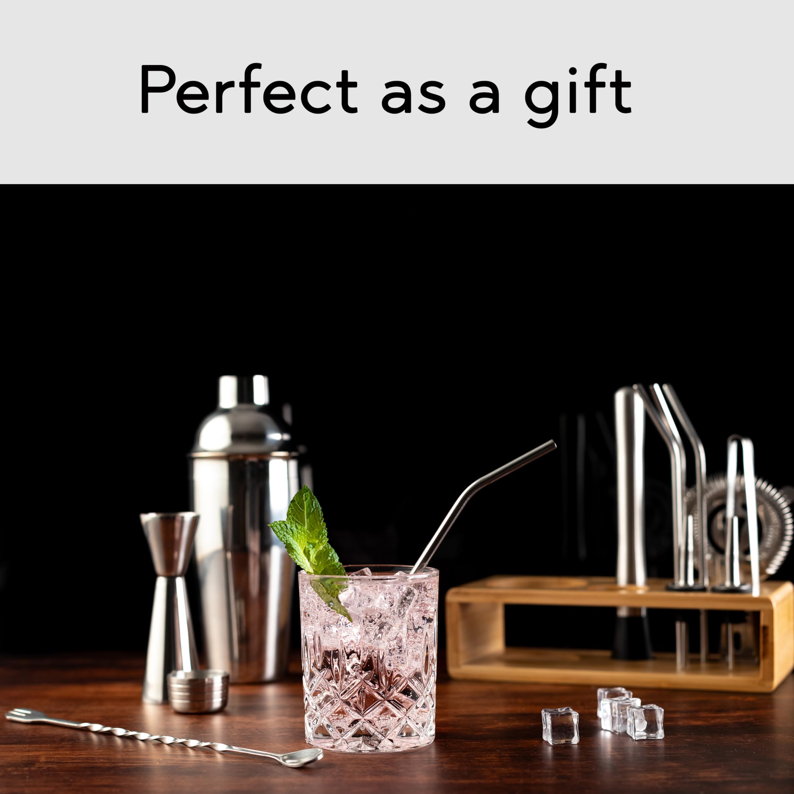 Hanseküche Set da Cocktail – Shaker Boston da 825ml in acciaio Inox, facile da aprire e senza inceppamenti, set professionale di shaker da cocktail incluso supporto ideale per barman e amanti dei