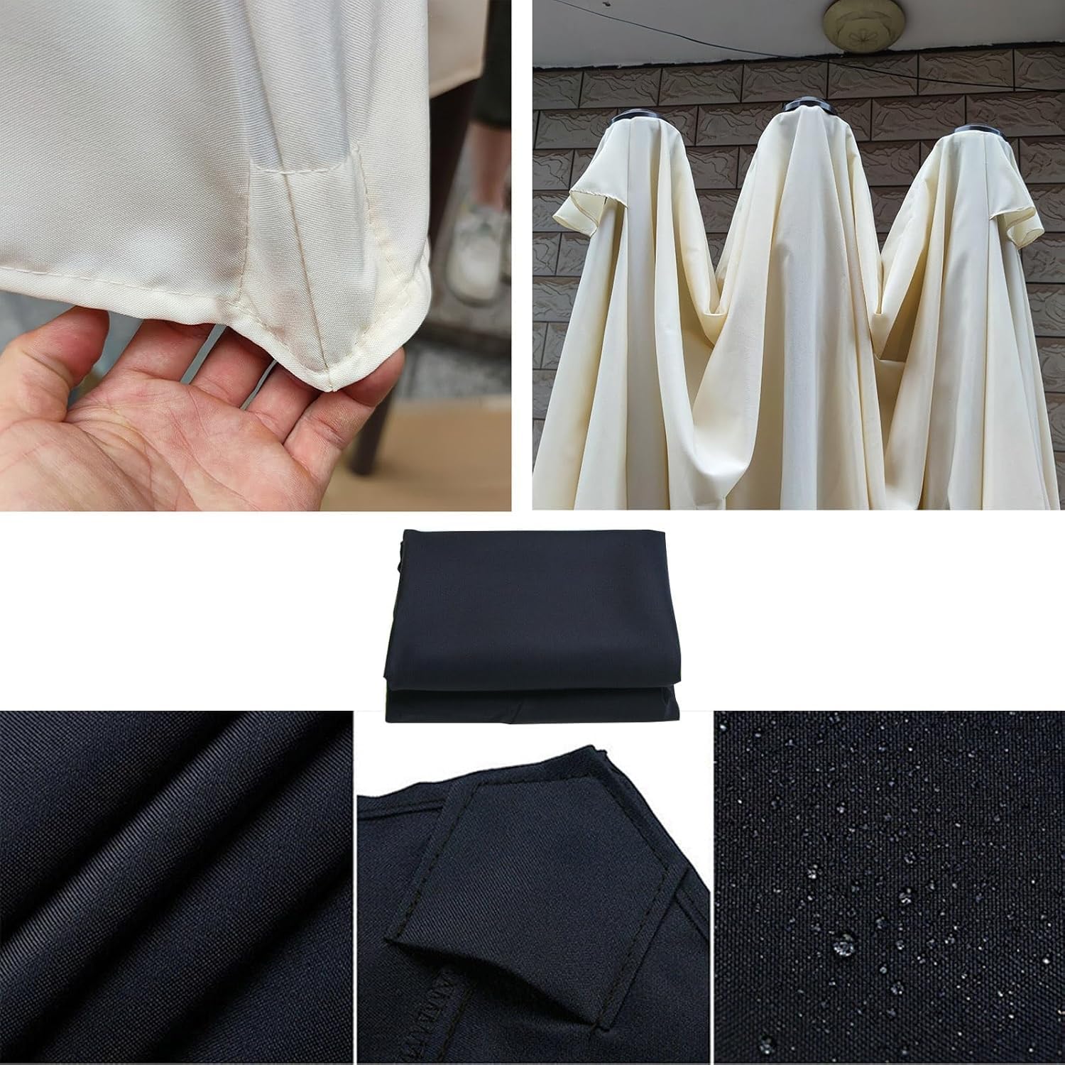 Generico Telo di Ricambio per Ombrellone Doppio da Esterno 12 Stecche, 465x270cm Teli di Ricambio per Ombrellone Tavolo da Giardino Rettangolare Extra Large, Copertura in Tessuto Impermeabile (Taupe)