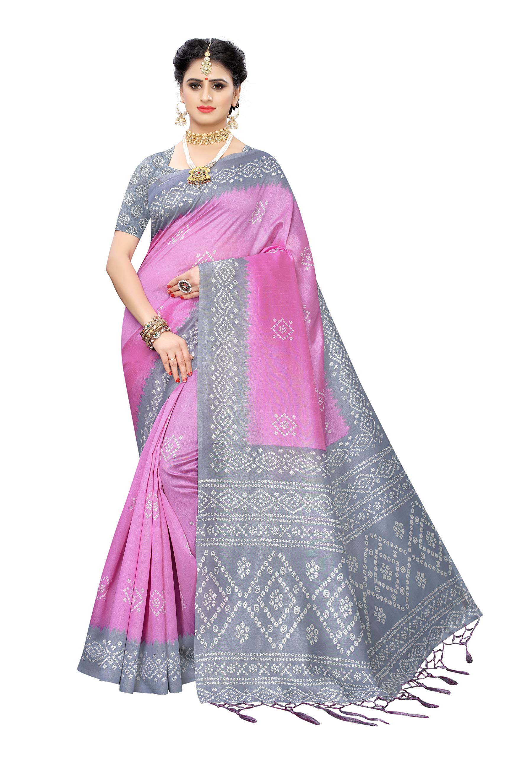 MILAN FASHIONWomen's Crepe Saree With Unstitched Blouse Piece, Violet