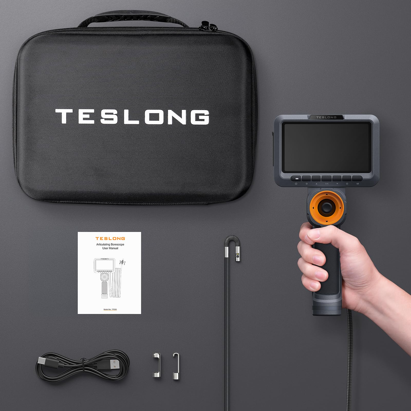 Teslong Dual Lens 4-Way Articulating Borescope for Wall Engine Inspection — Amazon image 9