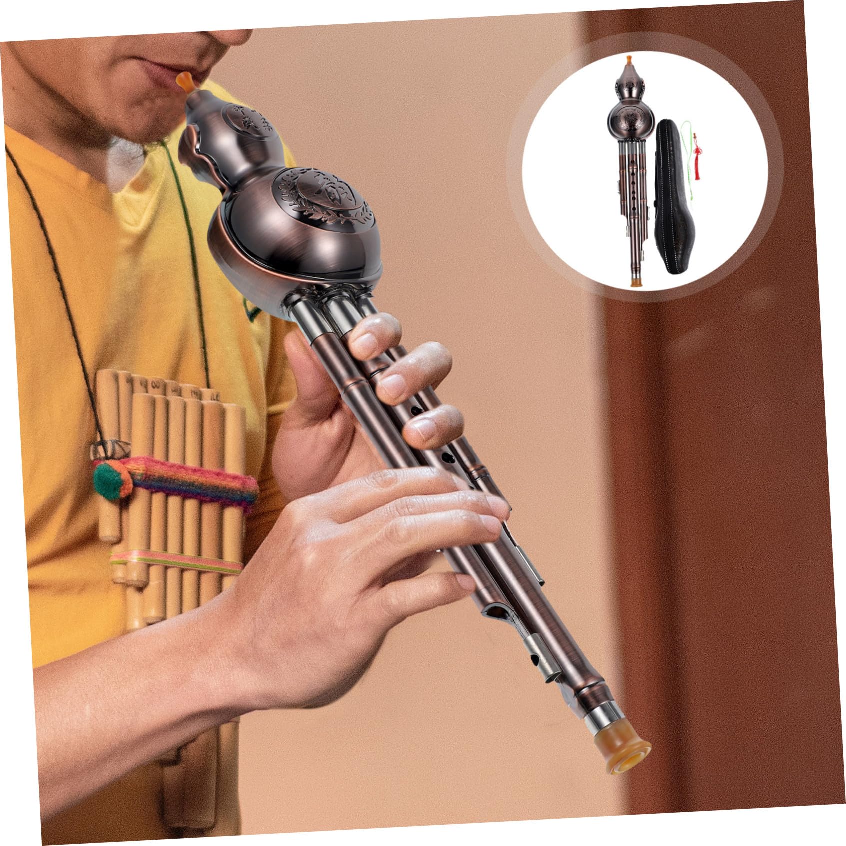 Chinesische Kürbisflöte Hulusi Für Anfänger Drei Töne Pp Material Mit Klassischem Muster Leicht Zu Reinigen Blasinstrument Für Musikpraxis Und Auftritte