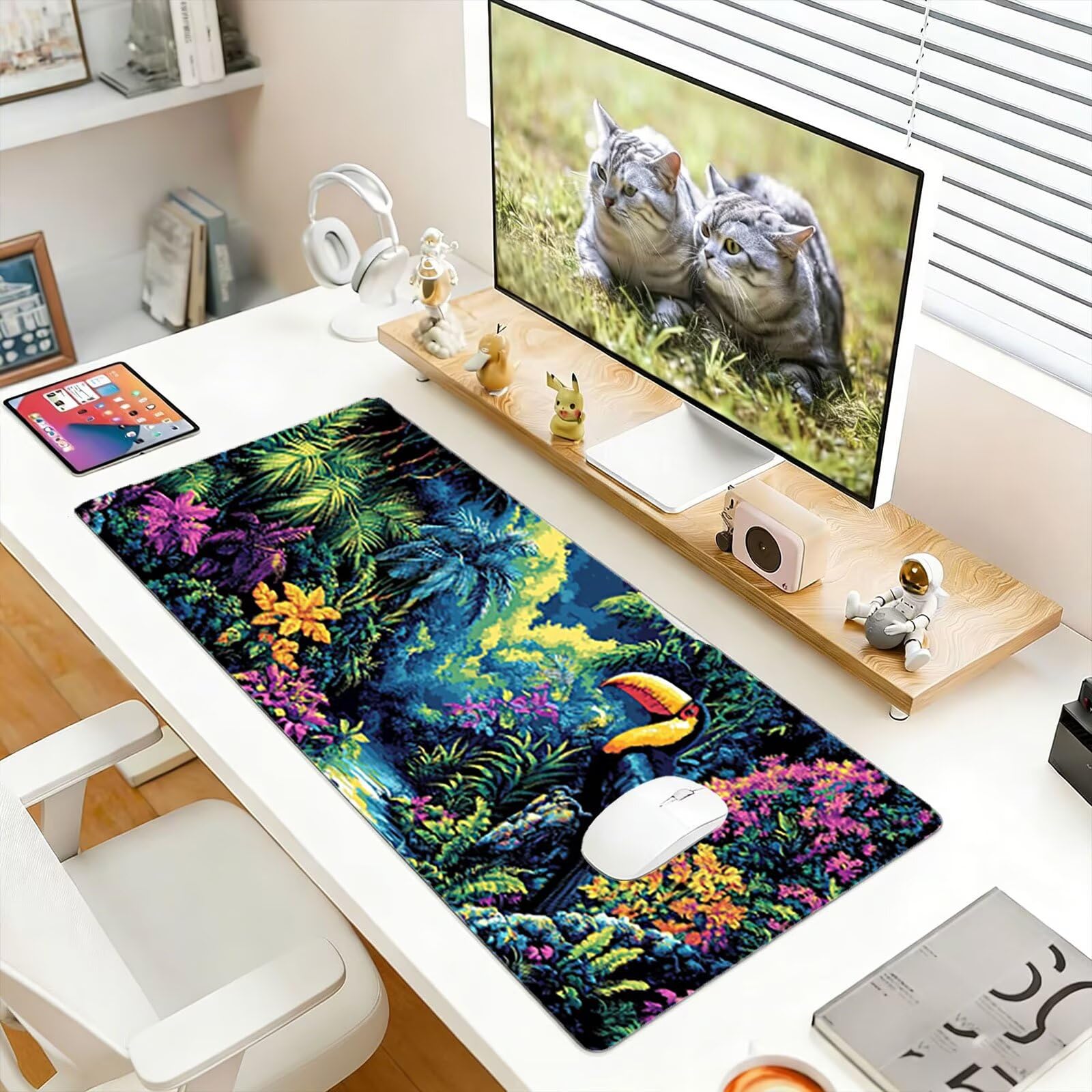 Tappetino Mouse XXL, 60x120cmx3mm, Tappetino per Mouses Gaming, Base in Gomma Antiscivolo, Tastiera Desk Mat, Migliora Precisione e Velocità, Accessori per Ufficio, Animali Uccelli Giganti D6YY-223