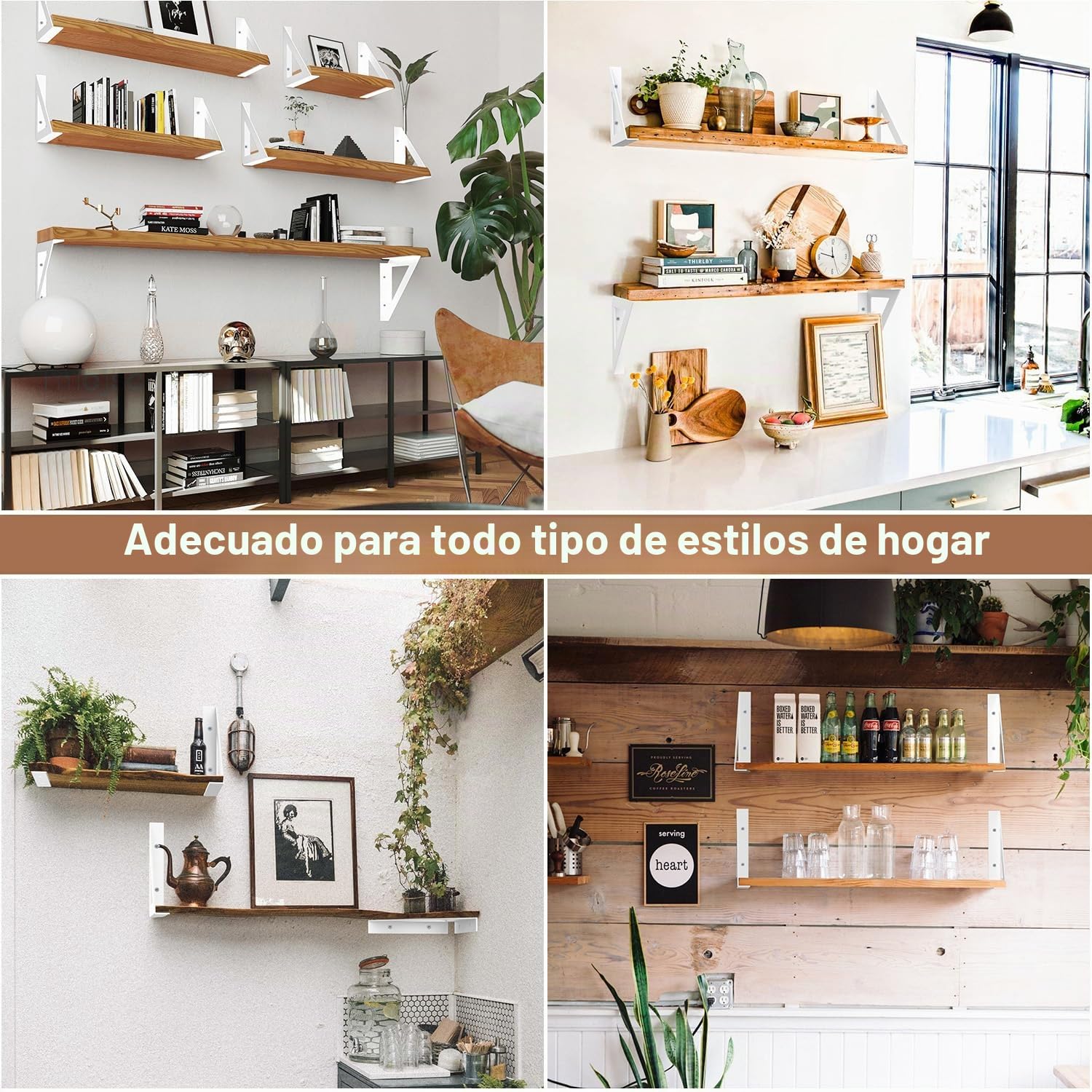 Soportes de estantería de 20 cm, 4 unidades, capacidad de carga de hasta 70 kg, para montaje en pared, para taller, garaje y oficina en casa