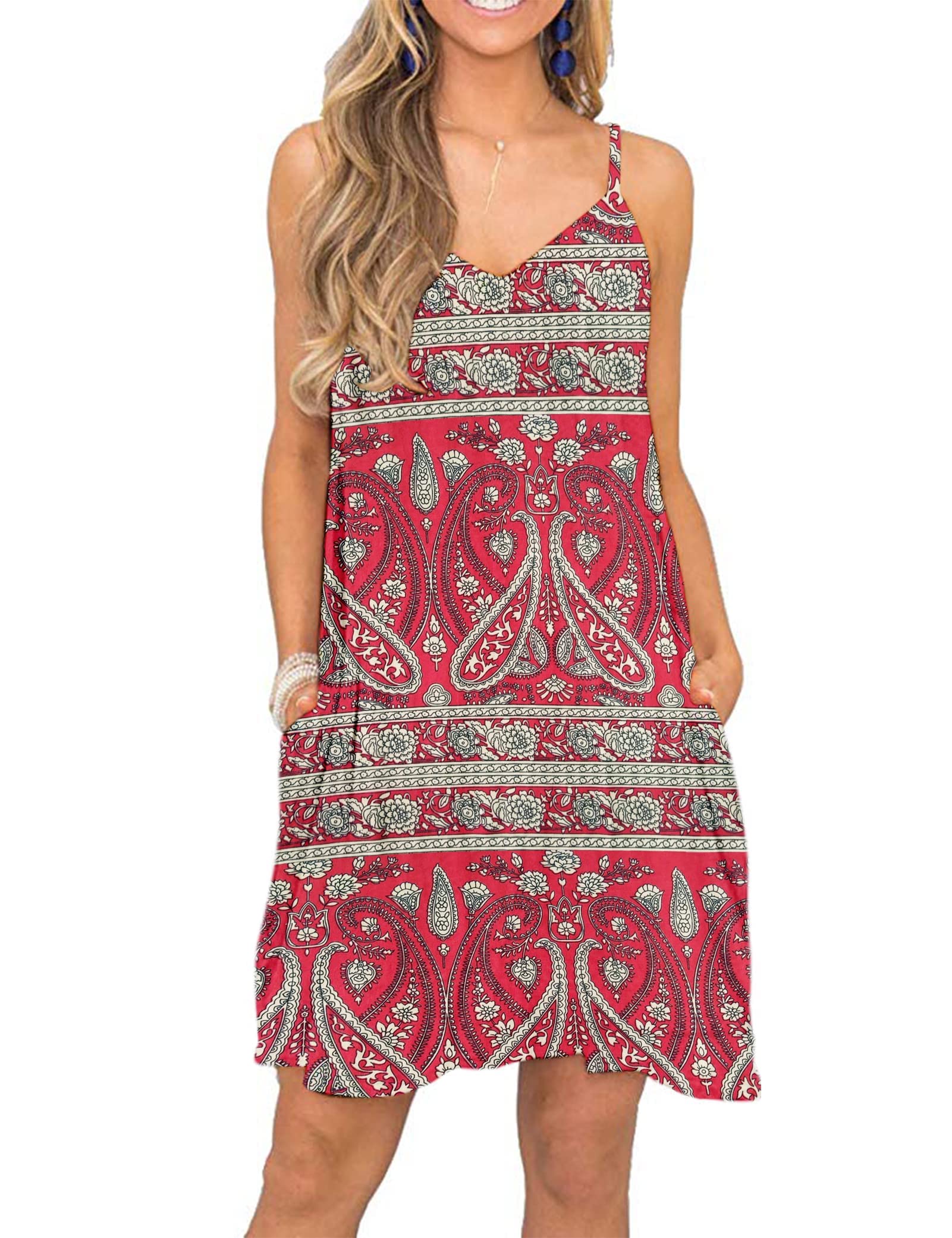 MISFAY Women’s Beach Dress, Casual Summer Dress with Spaghetti Straps, Swing Strap Dress, Cover-Up