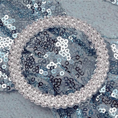 Miniatura 43 de Paquete de 100 bandas doradas de lentejuelas de elastano para sillas de boda, para fiestas, fiestas, baby shower, decoración de sillas, bandas