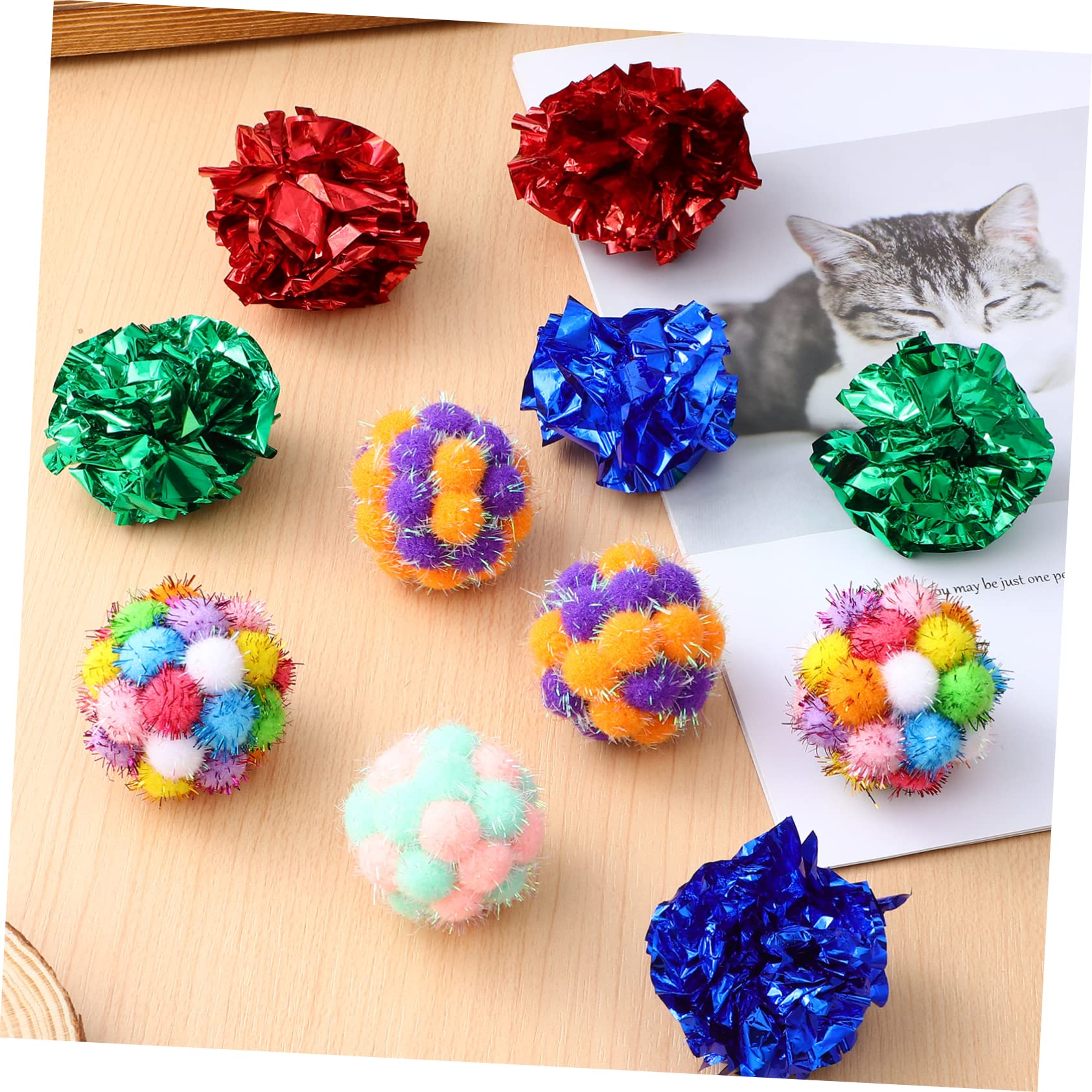 SUPVOX 100piezas Interactivas De Gato De Bolas De Crinkle Coloridas con De Felpa para Diversión Interiores Juguetes para Gatos y Gatitos Estimula El Ejercicio y Combate El Aburrimiento