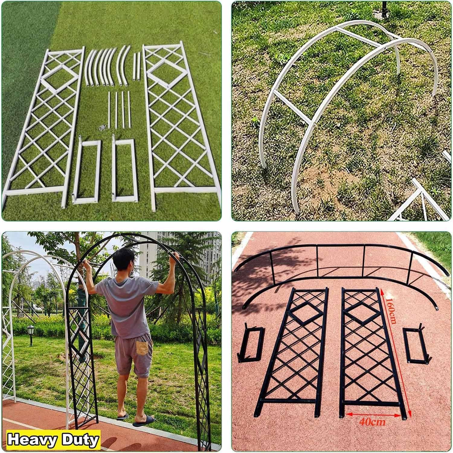 Solidny ocynkowany metalowy łuk ogrodowy do roślin pnących, odporny na warunki atmosferyczne, podparcie kratki, wysokość 140-380 cm, eleganckie brązowe wykończenie, idealny do dekoracji na zewnątrz