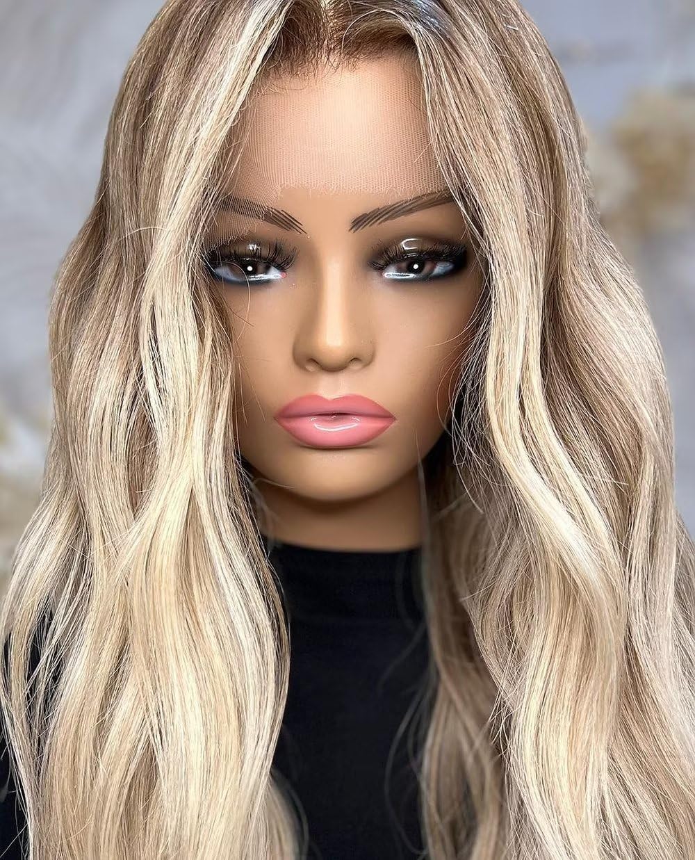 Highlight Blonde Lace Front Wig Human Hair Pre Plucked 13x4 HD Transparent 18/613 Ombre Blonde Lace Frontal Wigs Human Hair 150% Density Colored Loose Wave Lace Front wig for Women