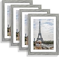 Vista 61 de Juego de 4 portarretratos de 4 x 6 pulgadas, hechos de vidrio real y marco de madera gris, exhibición en pared o mesa, para fotos de 3.5 x 5