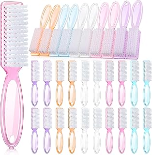 Patelai 30 Pcs Nail Scrubber Brushes Bulk Handle Grip Manicure Brushes for Cleaning Fingernails Pedicure Cleaning Brush for Toes and Fingernail Cleaning(Clear Colors)