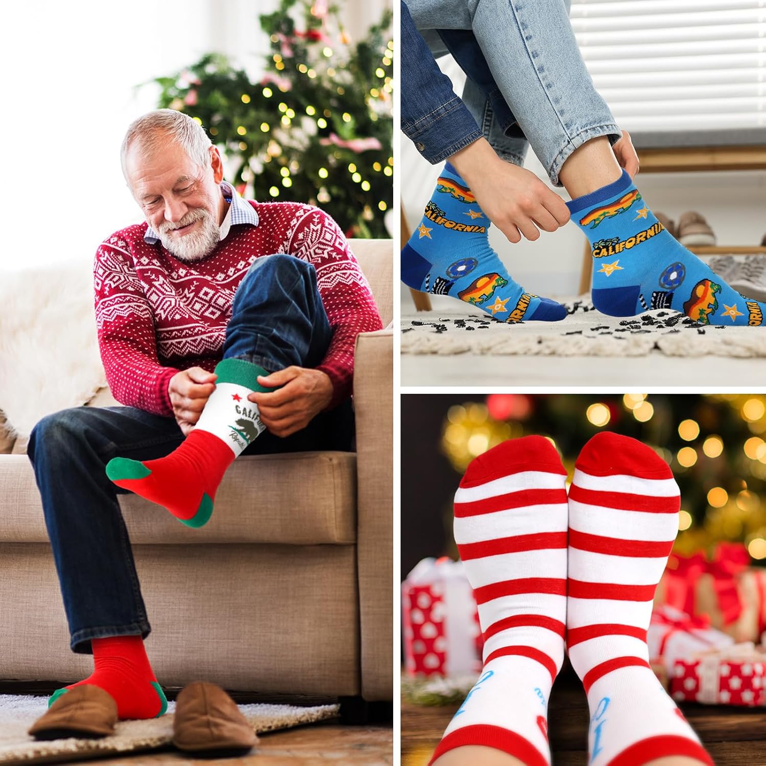 8 Pairs California Crew Socks Colorful Funny Travel & Cities Souvenir California City Socks for Birthday Christmas Men Women Gifts - Image 2