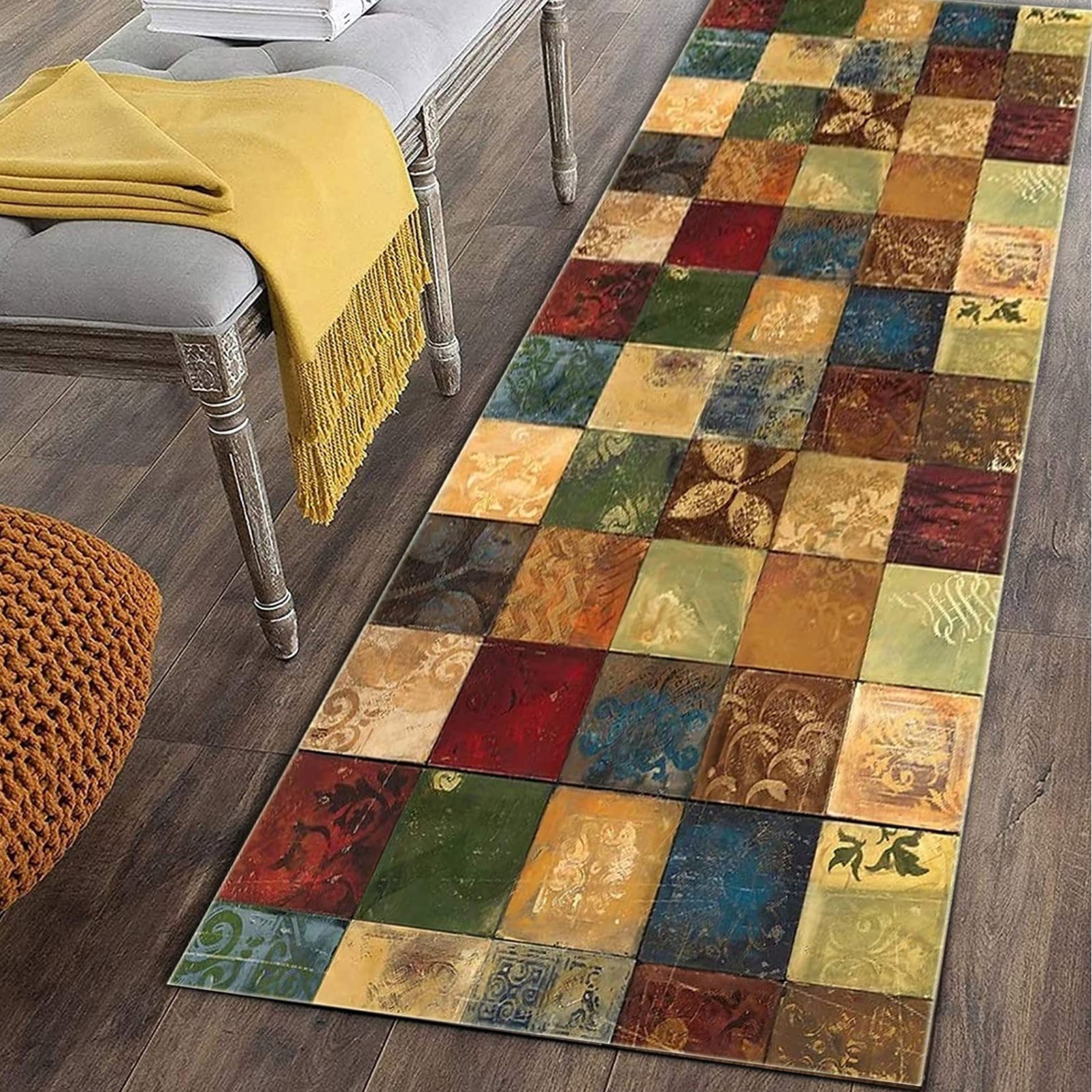 HYEYXKK Retro Runner Rug for Hallway，Extra Long Area Rugs for Kitchen Corridor Entrance Living Room, 1m 1.5m 2m 2.5m 3m 3.5m 4m 4.5m 5m 5.5m 6m Floor Mats (Size : 60x100cm/2ftx3.3ft)