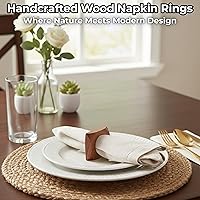Vista 7 de CLEENTABLE Juego de 12 servilleteros de madera, decoración de otoño para el hogar, servilleteros cuadrados de madera de acacia para mesas