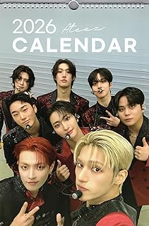 ATEEZ エーティーズ グッズ 大判 壁掛け カレンダー 2026年 (令和8年) + カレンダーステッカーセット K-POP