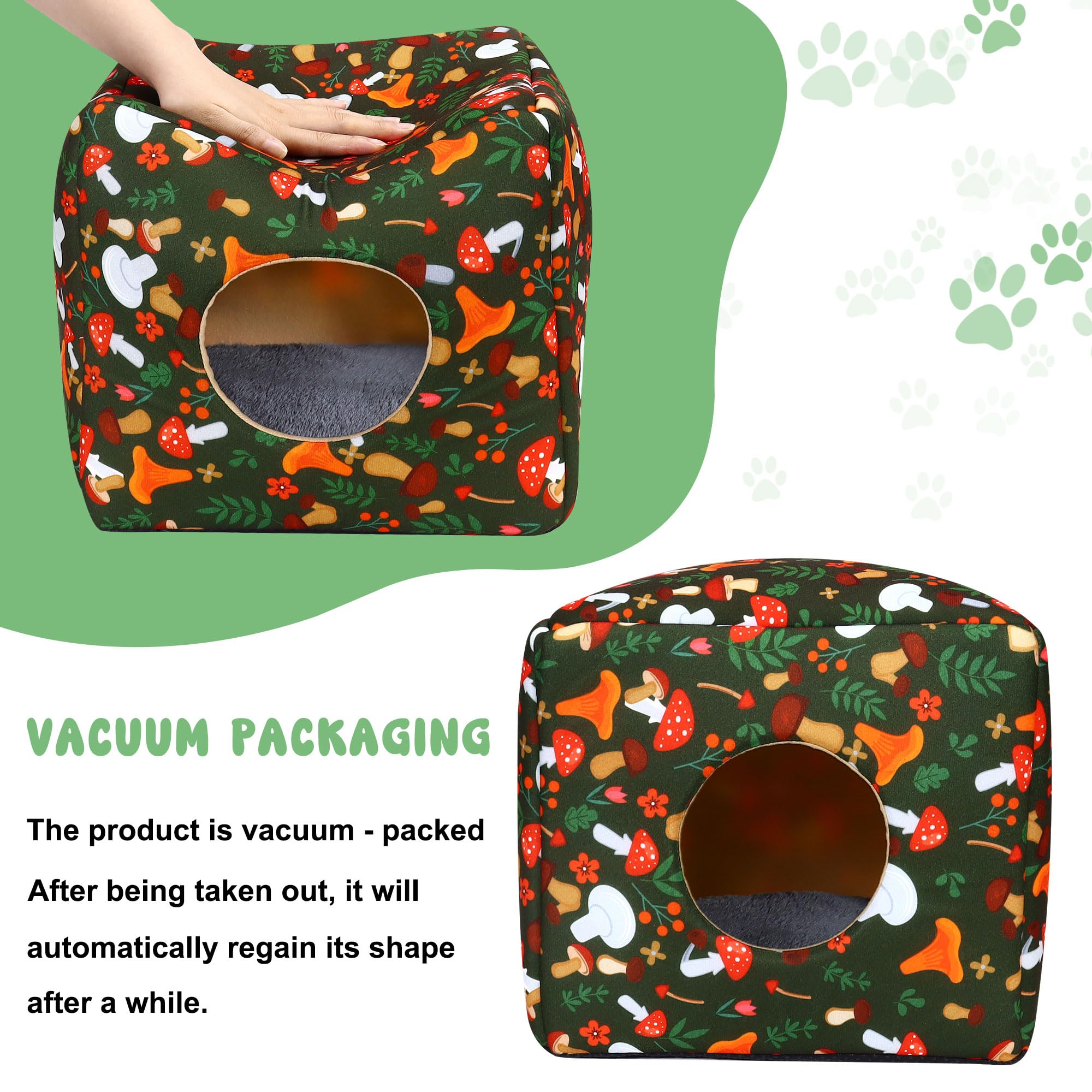 Large Guinea Pig Hideout Rabbit Bed Cubic Guinea Pig House Accessories Machine Washable Rabbit House Hideaway Hamster Bed for Small Pet Bunny Chinchilla Ferret (Colorful) - Image 4