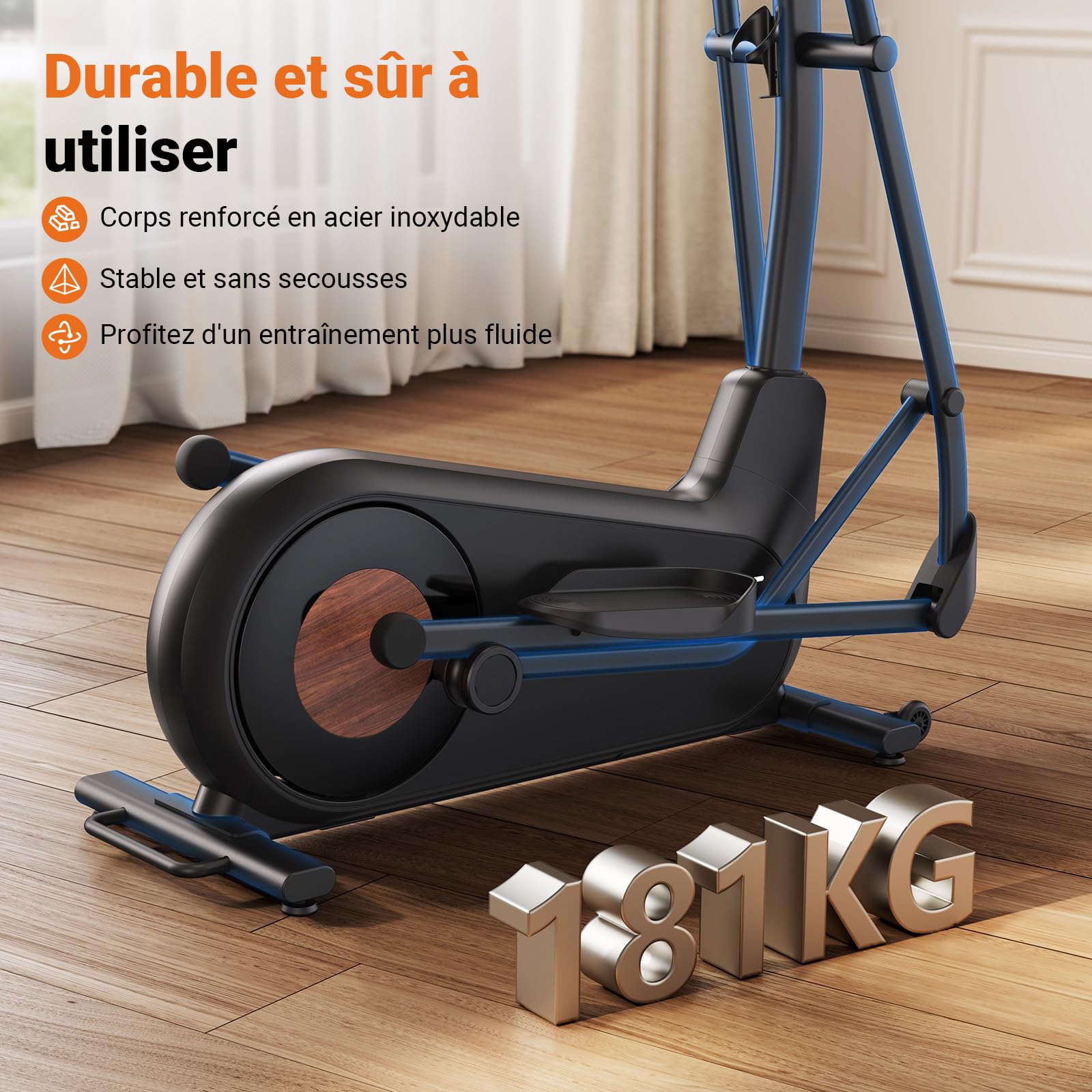 MERACH Vélo Elliptique pour Maison avec Longueur de Foulée de 42/47cm, Elliptique Ultra Silencieux avec Résistance Magnétique à 8/16 Niveaux, avec App Propre, Charge Jusqu'à 180kg