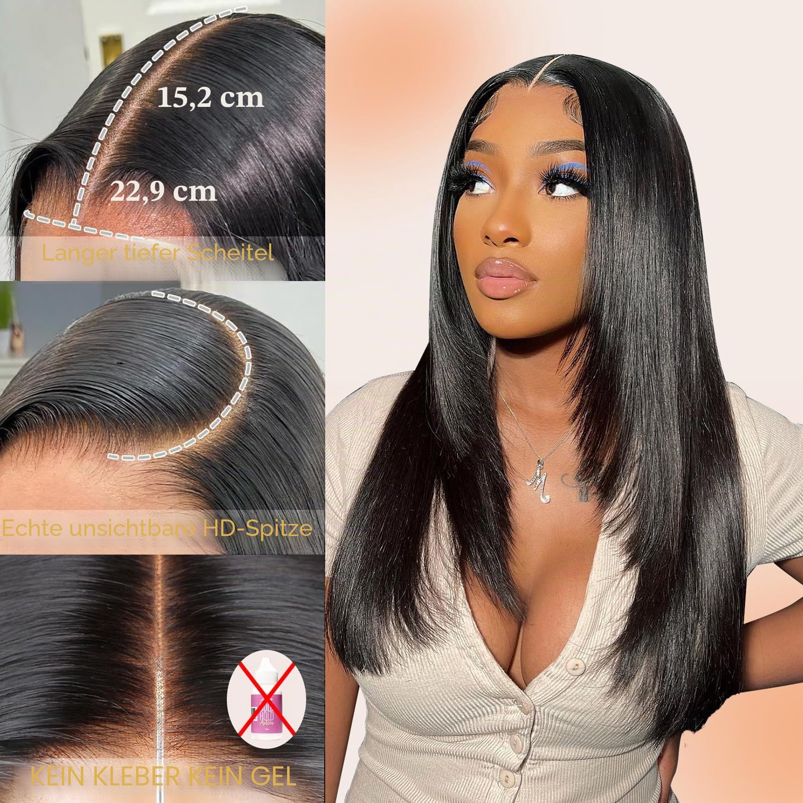 Oxeyegirl 18 Zoll 9x6 Straight 200% Density Glueless Wig HD Lace Front Human Hair Wigs For Black Women Pre Plucked Pre Cut 46cm