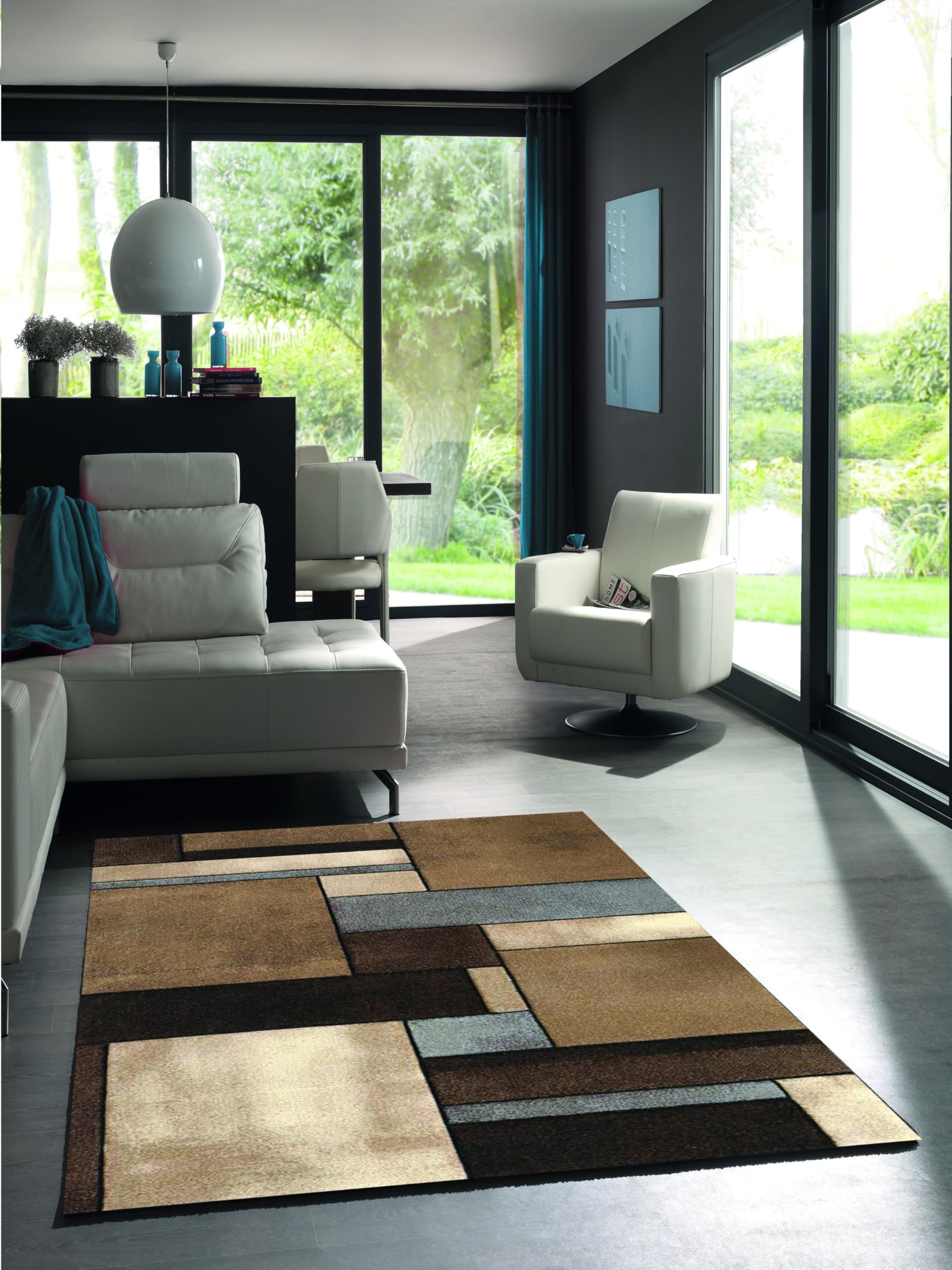 Tapis géométrique beige 160x230 fini les sols froids et tristes