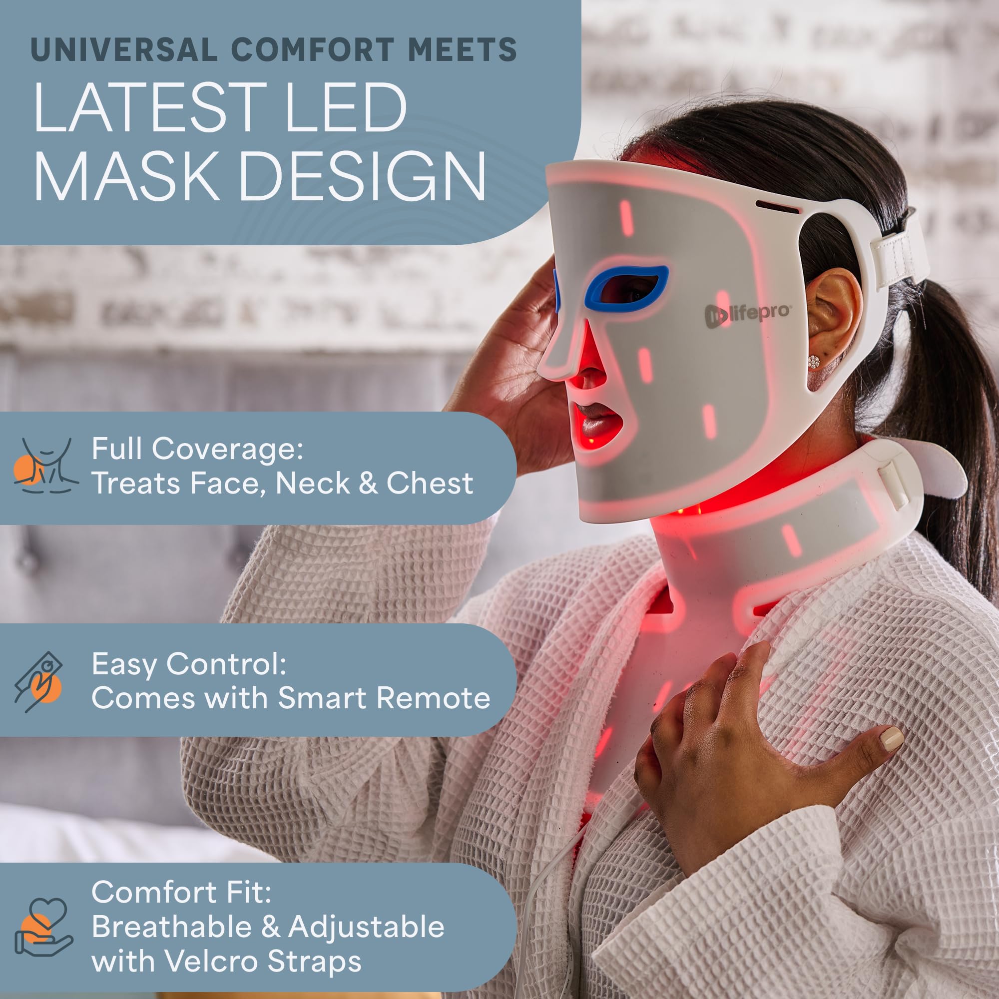 LifePro Revitaglow Red Light Therapy Mask - Triple Chip LED Face Mask