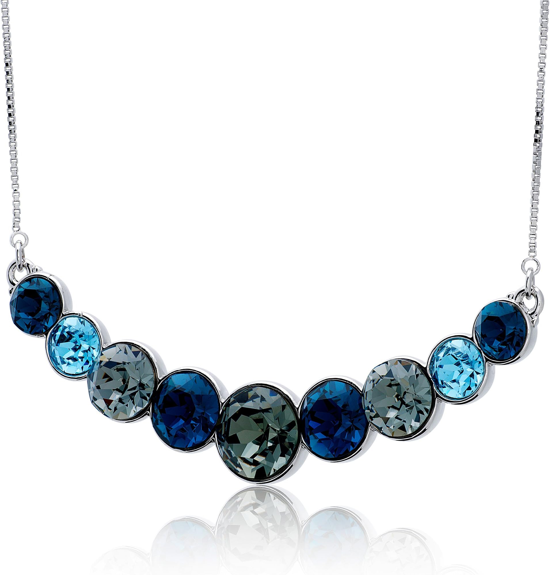 UPSERA Crystal Necklace – 9-Stone Crystal Necklace for Women with Blue Austrian Crystals – 18.7-inch with 2-inch Extender Blue Necklace – Statement Necklace for Prom, Wedding, Engagement