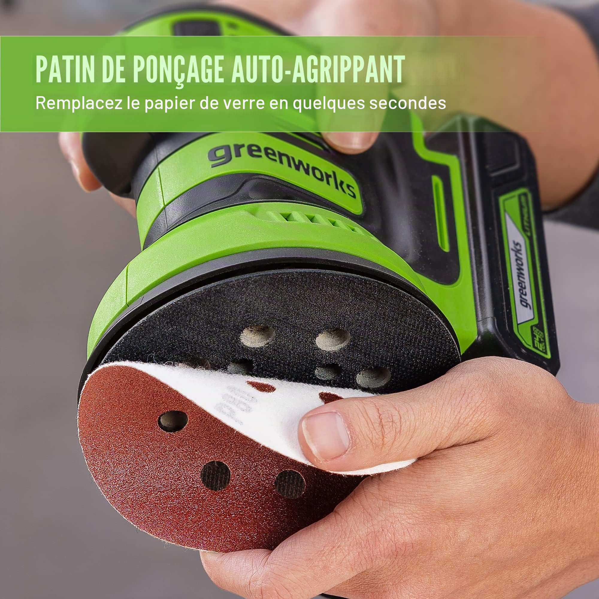 Greenworks 24V Orbital Sander Kit, 5" Random Sander Variable Speed, Tool Only