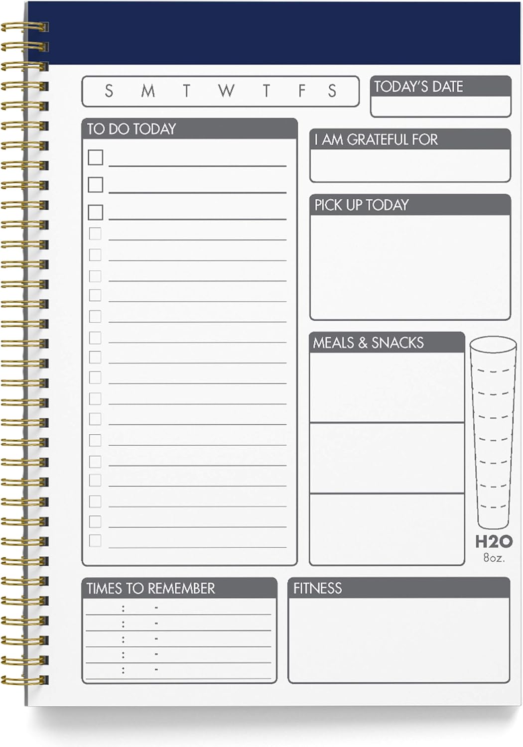 to Do List Daily Task Checklist Planner Time Management Notebook by Bright Day Non Dated Flex Cover Spiral Organizer 8.25 x 6.25 (Simple Navy)
