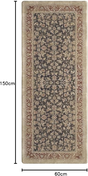 COLOR&GEOMETRY Kitchen Mat 60x150cm Faded Vintage Anti Fatigue, Light Taupe | 0.4in Cushion Standing Mat For Cooking/Working/Laundry, Boho Decor, Non Slip PVC Kitchen Rug, Oil/Water Proof, Anti Slip