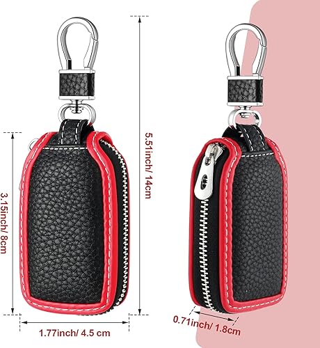 Miniatura 2 de Frienda 2 piezas de cuero llavero de coche titular de la caja del llavero auto titular inteligente protector cubierta (rojo)