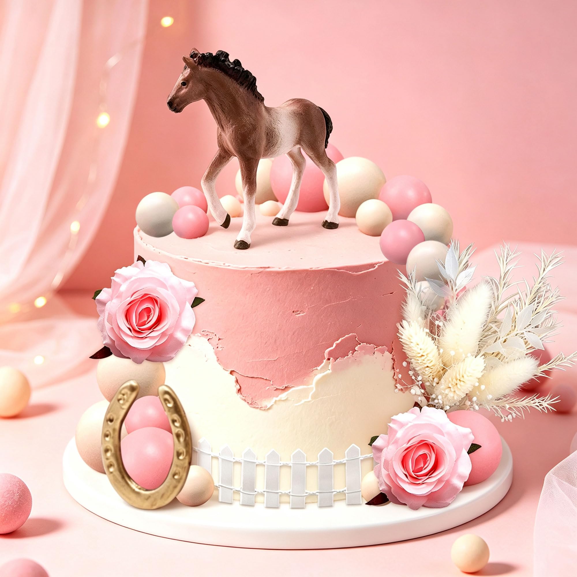 LaVenty Floral Horse Cake Topper Western Rodeo Wild West Cake Decorations
