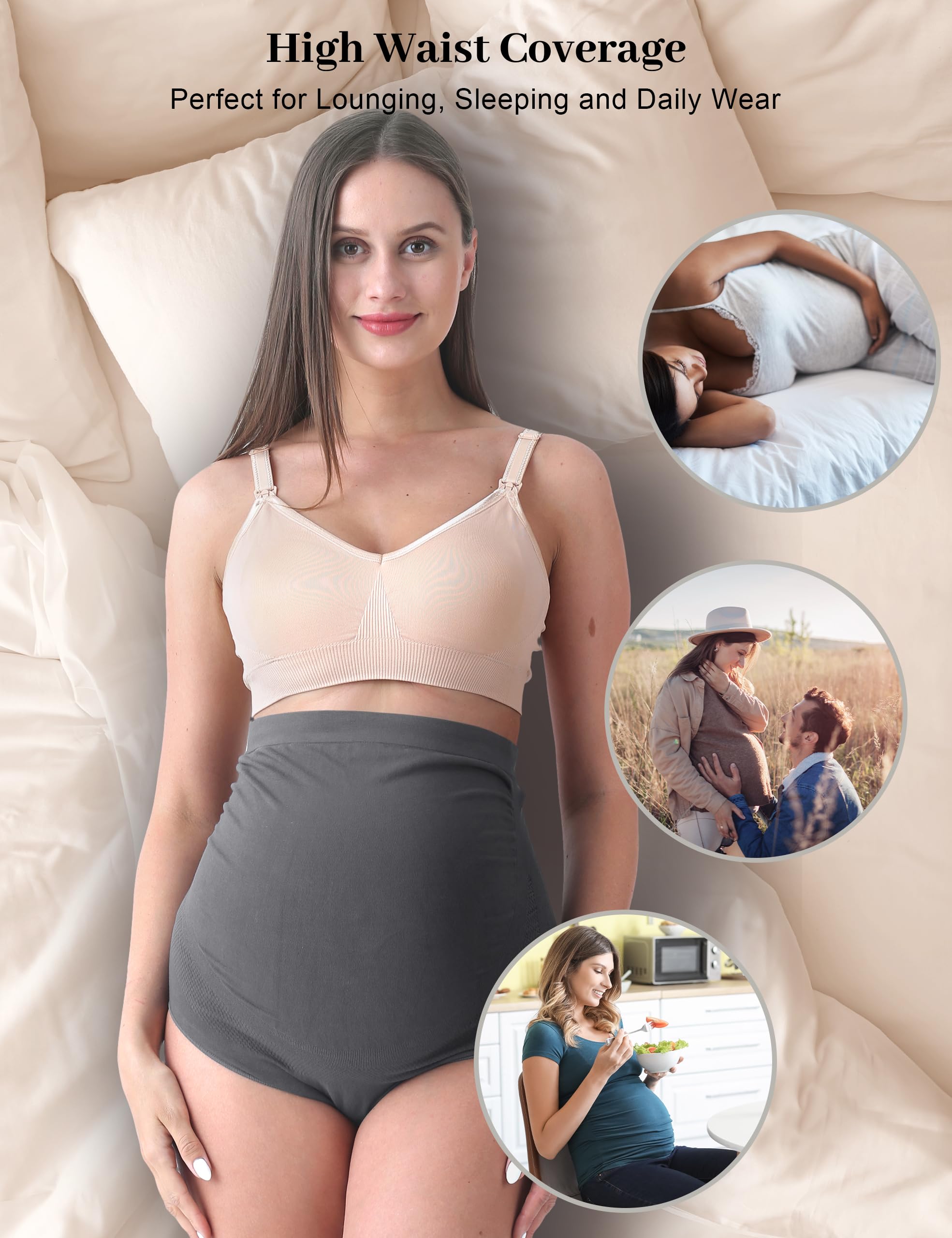 SUNNYBUY Biancheria Intima Premaman a Vita Alta da Donna per Gravidanza Senza Cuciture morbide Mutandine Hipster sopra Il pancione