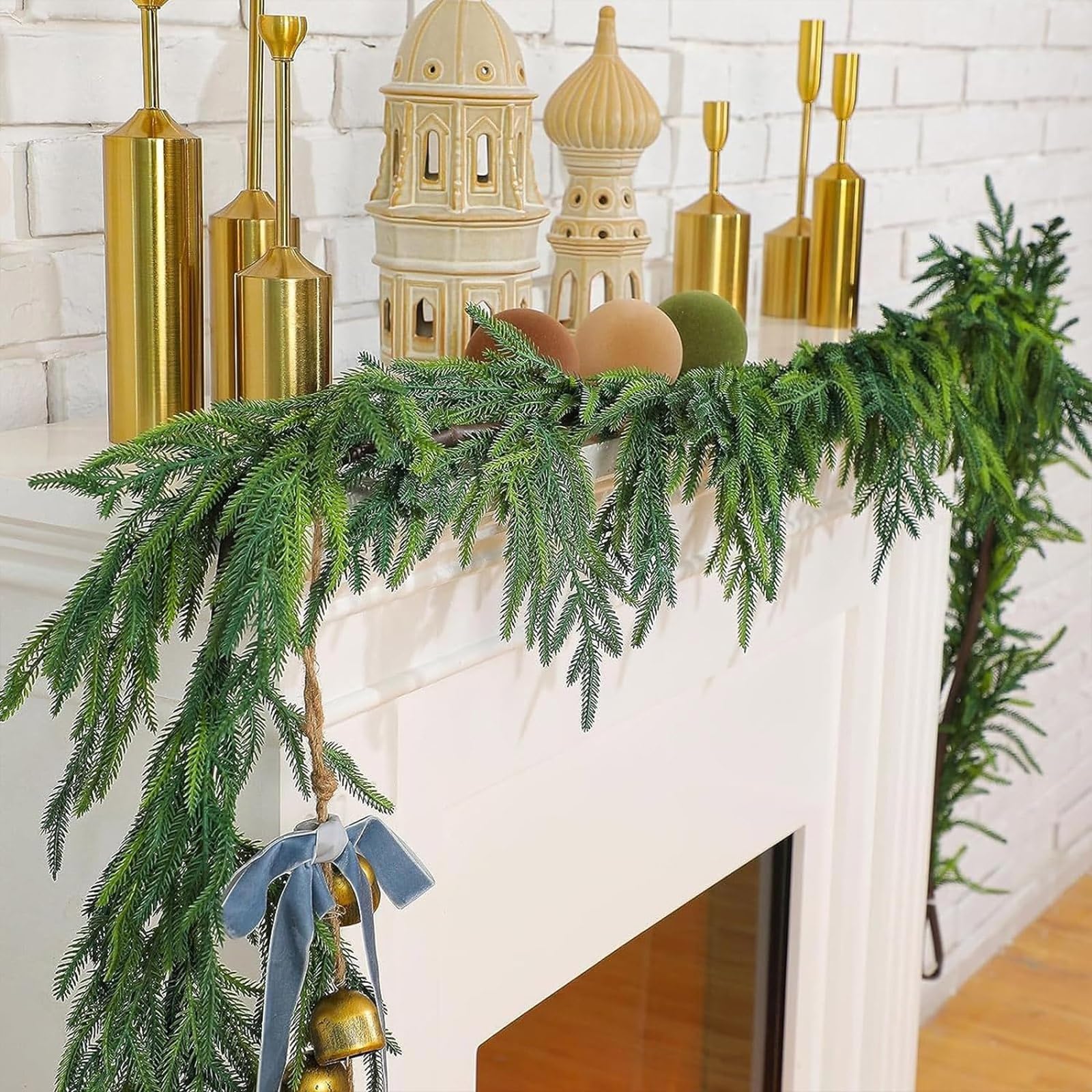 Artificial Norfolk Pine Garland - 9FT Floral Greenery For Christmas Mantle, Table, Wall & DIY Holiday Decor