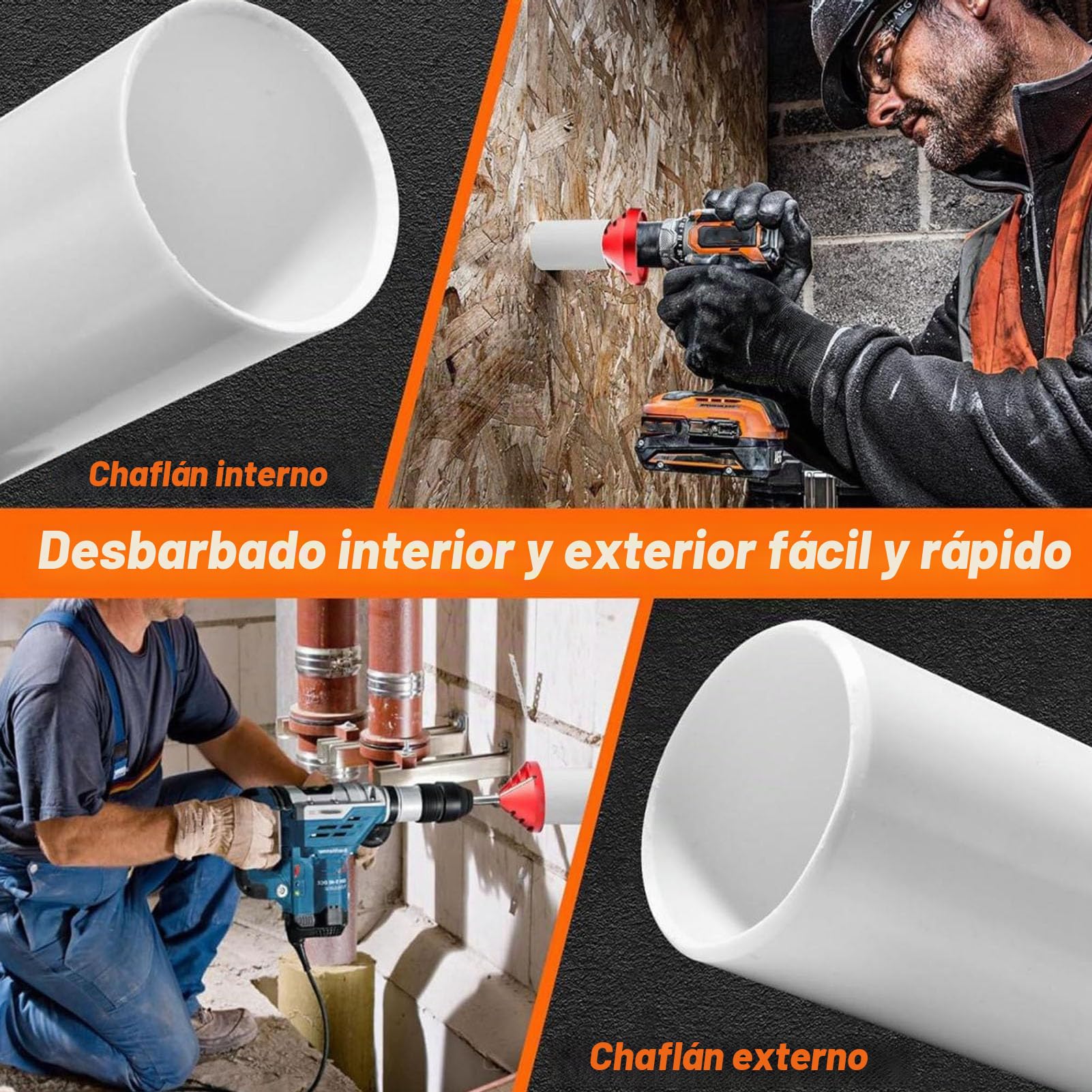 Herramienta de Desbarbado de PVC, Escariador de Tuberías Interior y Exterior 2 en 1, Herramienta de Plomería para Chaflán de Tuberías y Tuberías para Diámetro Exterior de 0,92 a