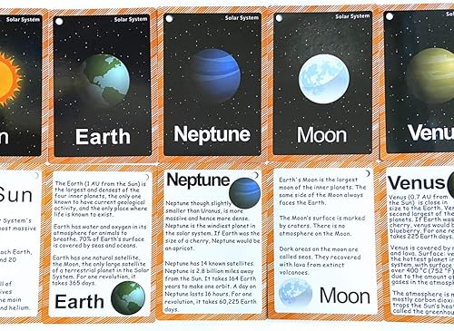 Miniatura 5 de Juego de tarjetas de memoria del sistema solar y de fase lunar para niños pequeños  Tarjeta de aprendizaje para niños y tarjetas de bolsillo
