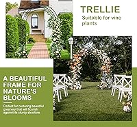 Vista 3 de Outvita - Arco de jardín de 7 pies con puerta de entrada, enrejado de metal resistente, marco decorativo con estacas de tierra para ceremonia