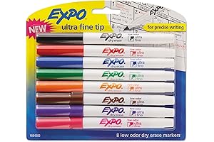 EXPO Low-Odor Dry-Erase Marker with Ultra Fine Tip, Black SAN1884309 8/pk