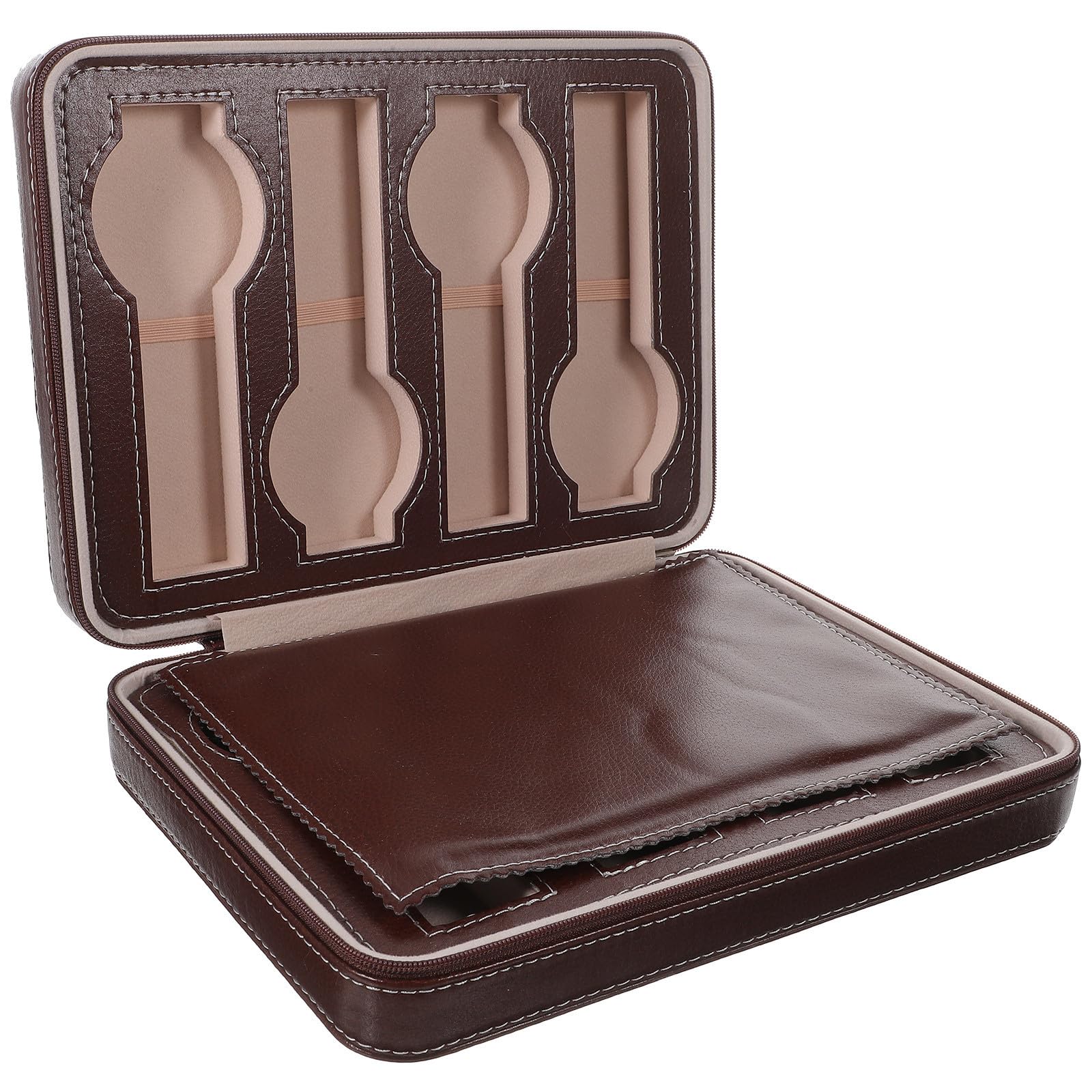 SHERCHPRY Bolsa de Almacenamiento Portátil para Relojes 8 Ranuras Separadas, Diseño Elegante de Cuero y Tela para Viaje y Uso en Casa