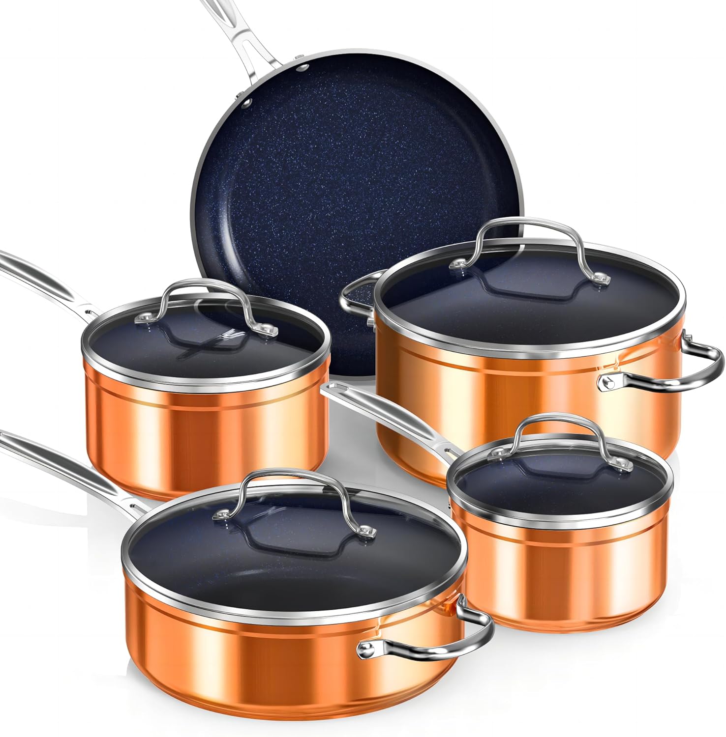 Nuwave 9pc Duralon Blue Nonstick Cookware Set – Induction Ready, Oven Safe