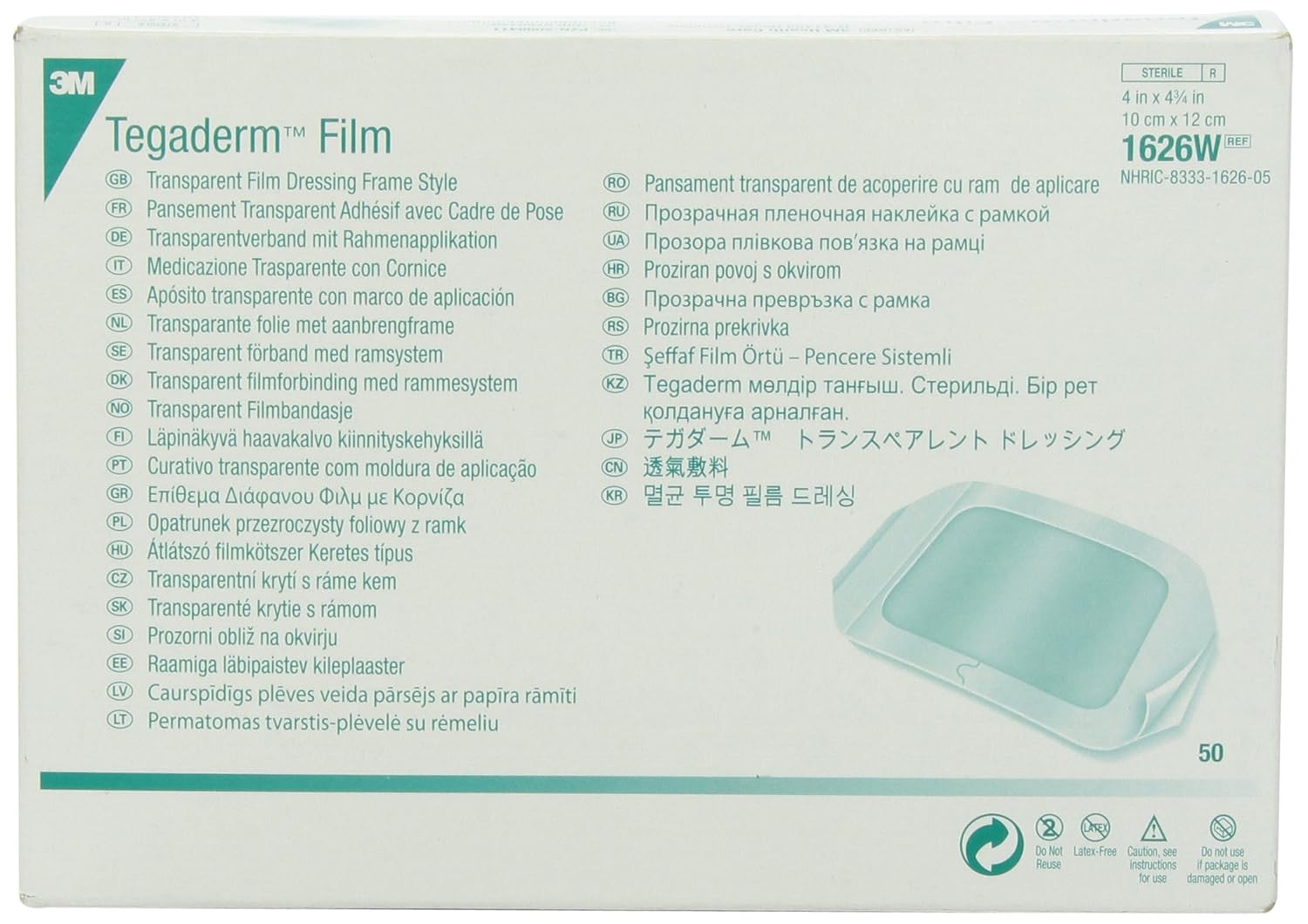 3M Tegaderm Transparent Film Dressing Frame Style 1626W : Health & Household