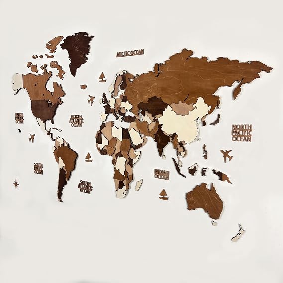 MAPOFX Ahşap Dünya Haritası (Basic, XLarge - 250x135 cm, Ahşap)