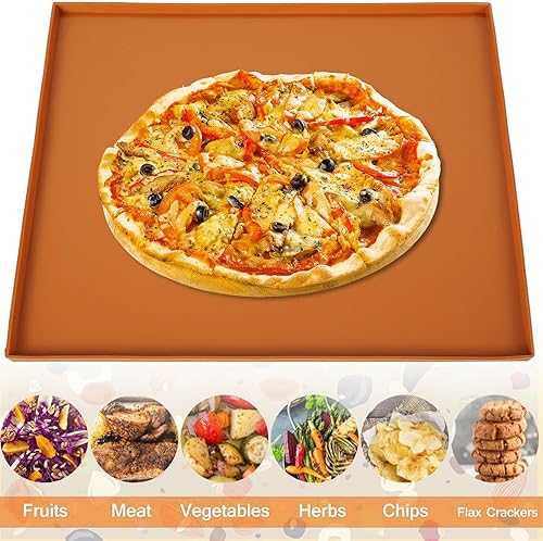 Miniatura 5 de 4 hojas deshidratadoras de silicona con borde para frutas, cuero, frutas, carne, verduras, hierbas, bandejas deshidratadoras antiadherentes con