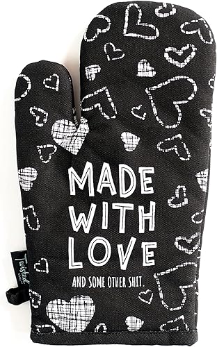 Miniatura 1 de Twisted Wares Divertidos guantes de horno con refranes, hechos con amor, regalos de cocina, soporte para ollas de lona de algodón, regalo de
