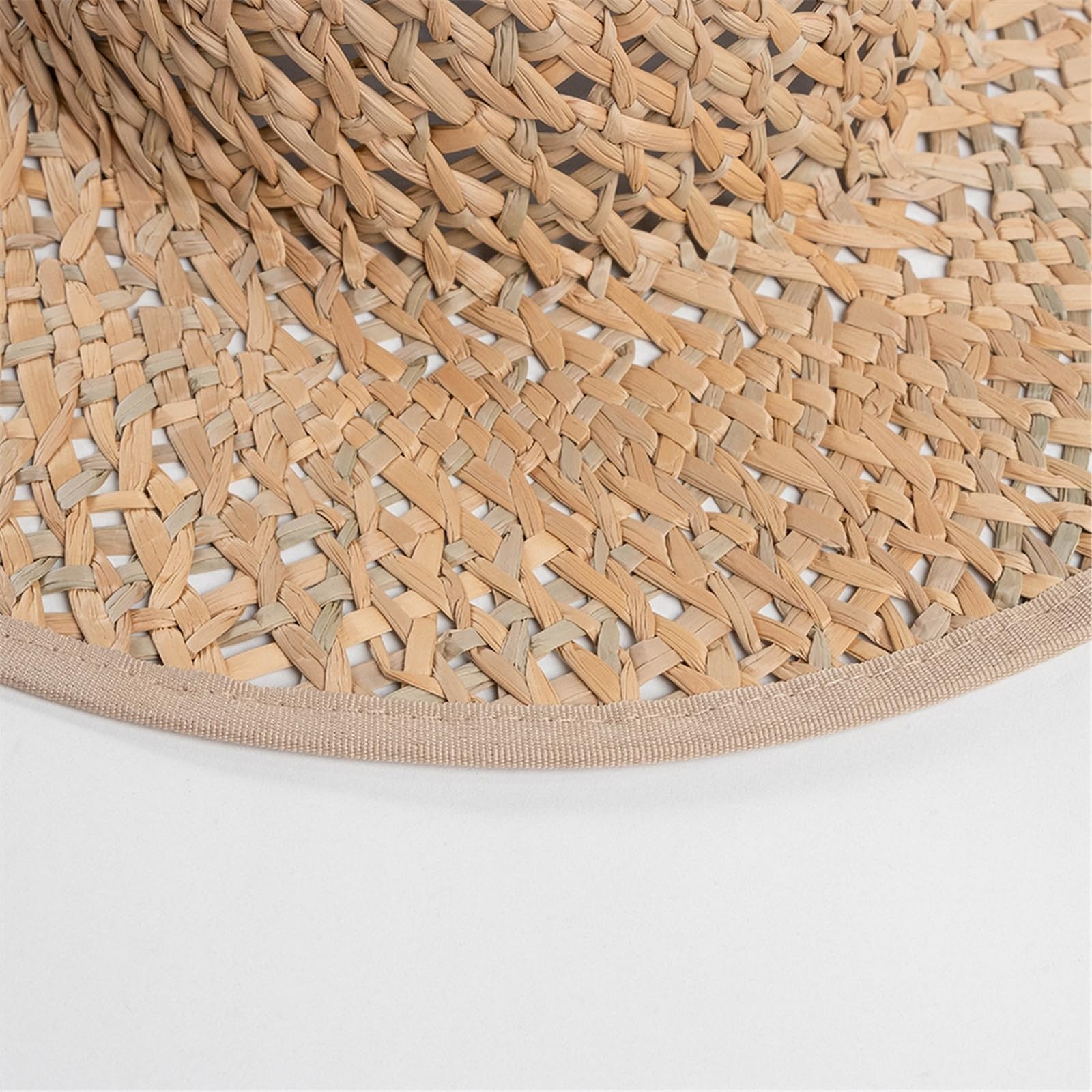 Generico Cappello da Sole in Paglia Naturale da Donna - Cappello da Spiaggia a Tesa Larga Intrecciato a Mano per Viaggi e attività all'aperto