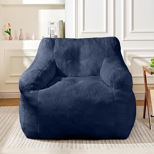 Vista 14 de Silla de Puf Gigante con Brazos - Silla de Sofá de Espuma Premium, Puf Grande de 3 Pies, Sillas de Puf para Salón, Dormitorio, Juegos, Lectura (Gris)