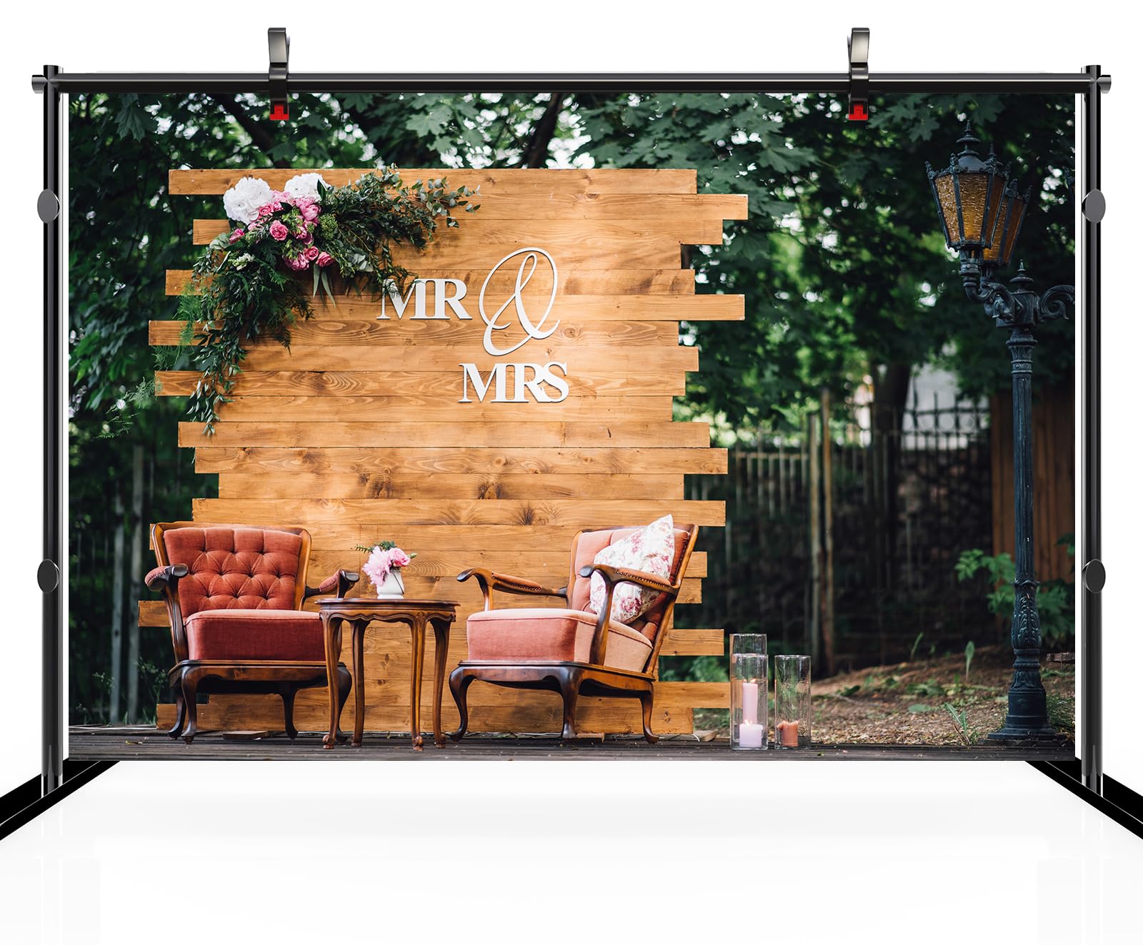 Mr And Mrs Fotohintergrund – 2,1x1,5 M, Westernstil, Rustikal, Für Hochzeit, Party, Fotostudio