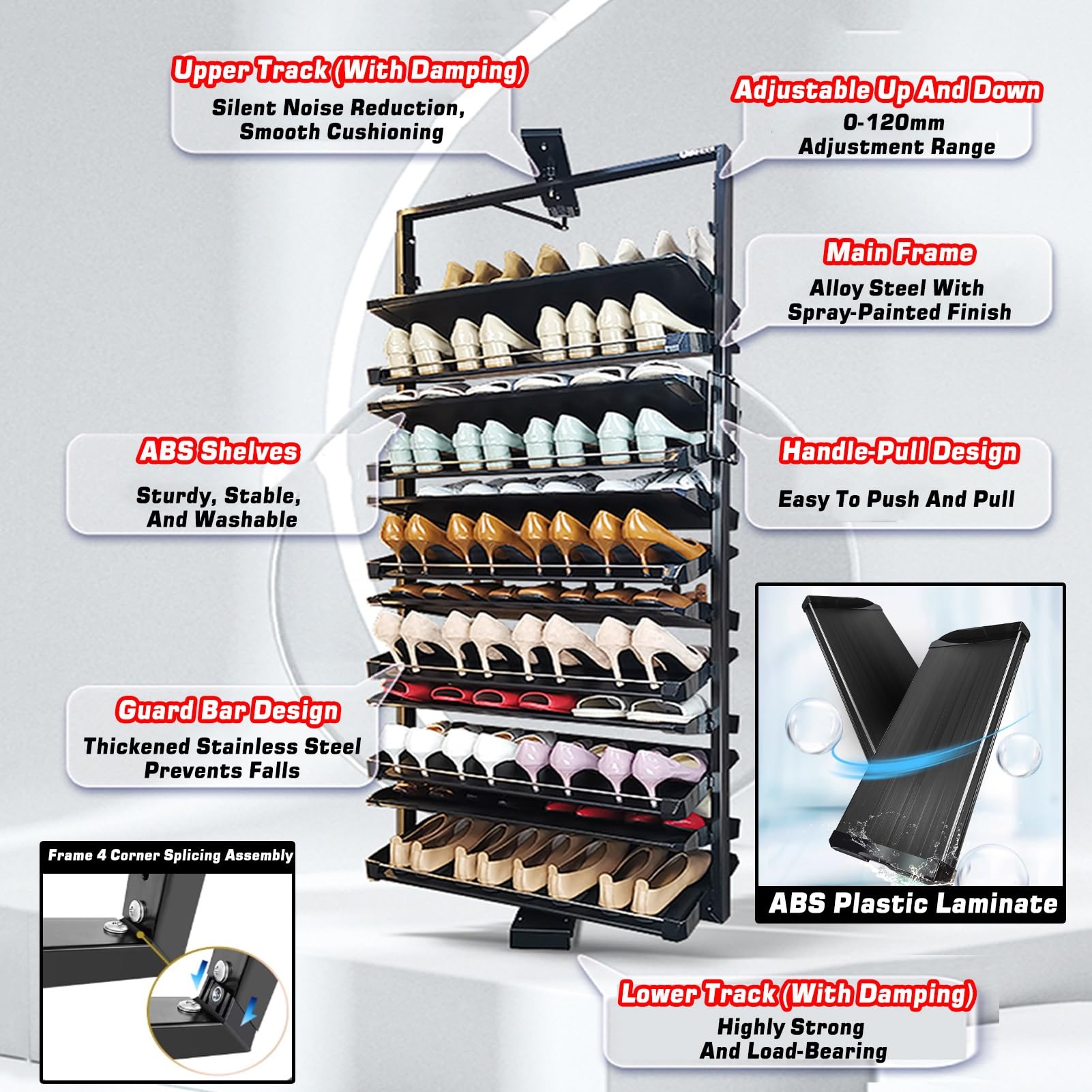 Zapatero extraíble giratorio de 360°, organizador multicapa de altura Ajustable, estante de almacenamiento Vertical, para armario, pasillo o entrada (7 niveles).