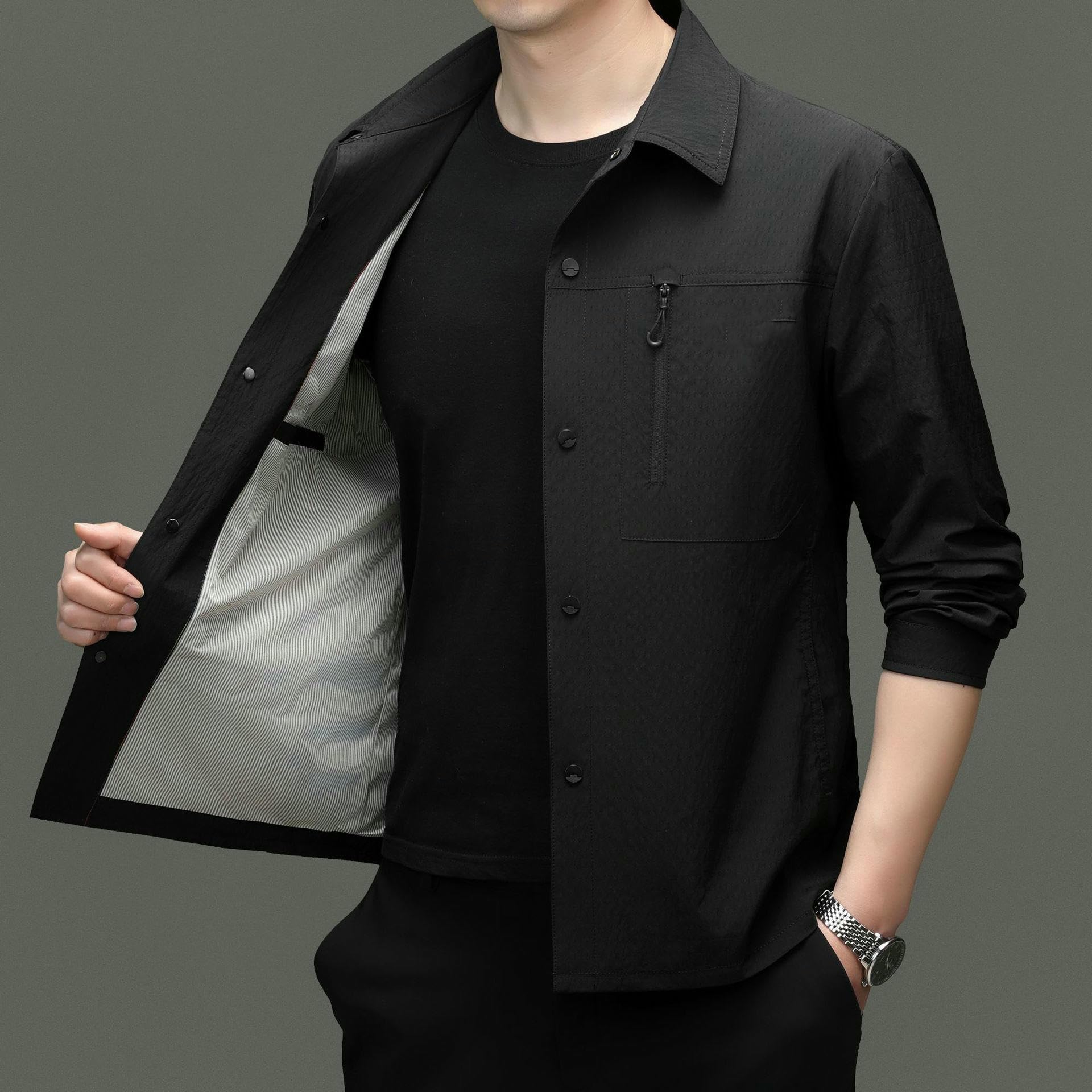 Giacca da uomo primavera colletto camicia monopetto taglio stretto